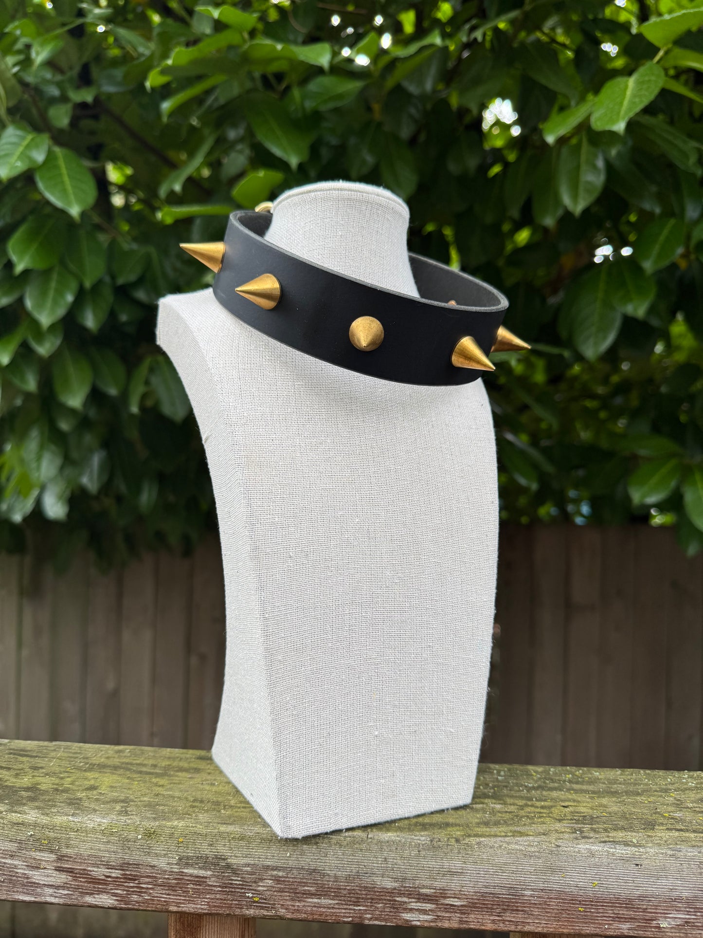 Wide Brass Spike Collar