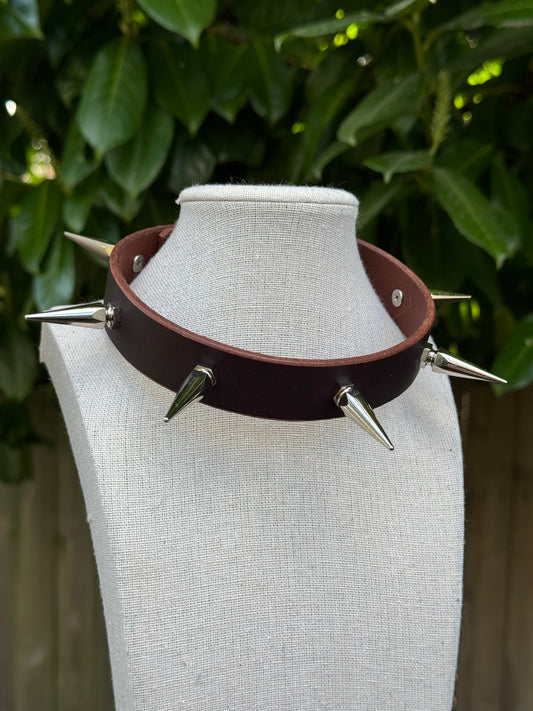 Brown Spike Collar