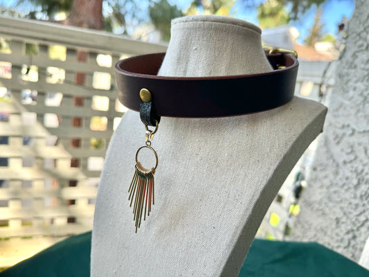 Brown and Brass Pendant Collar